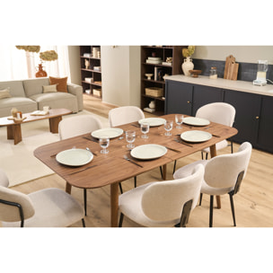 Table extensible rallonges intégrées rectangulaire en bois foncé noyer L140-170 cm ANK