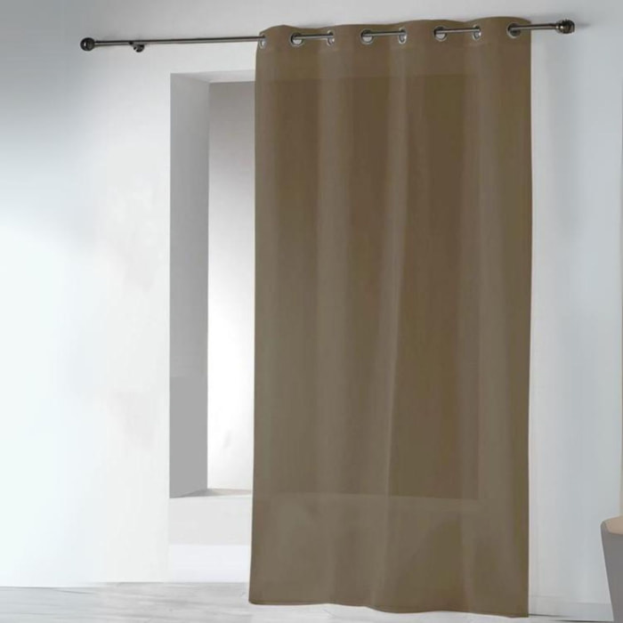 Voilages en Etamine Unie à Oeillets - Taupe