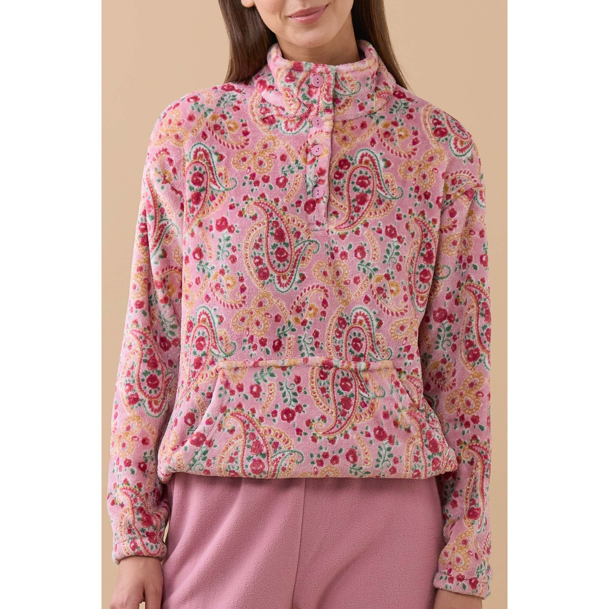 Pigiama donna softy in coral con collo quattro bottoni Noidinotte