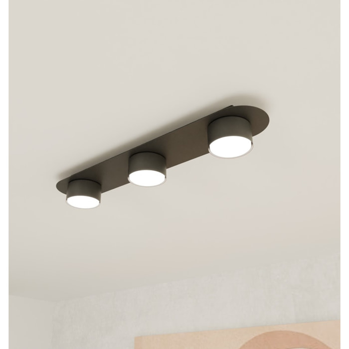 Lampada a sospensione Diaz minimalista in acciaio nero opaco