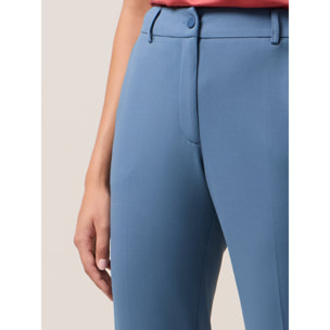Oltre - Pantalones cropped de tejido crepé - Light - blue
