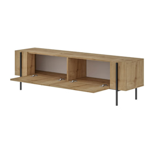 STAUTON Meuble TV avec placards bois et détails noirs 160cm