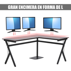 Mesa de Ordenador PC Madera Mesa Esquinera de Forma L Mesa Oficina Hogar