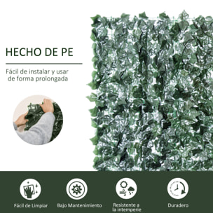 Seto Artificial Ocultación Jardín en Rollo 2,4x1 m Pantalla de Valla de Privacidad de Hiedra Artificial para Terraza Balcón Exterior Decoración de Hojas Verde