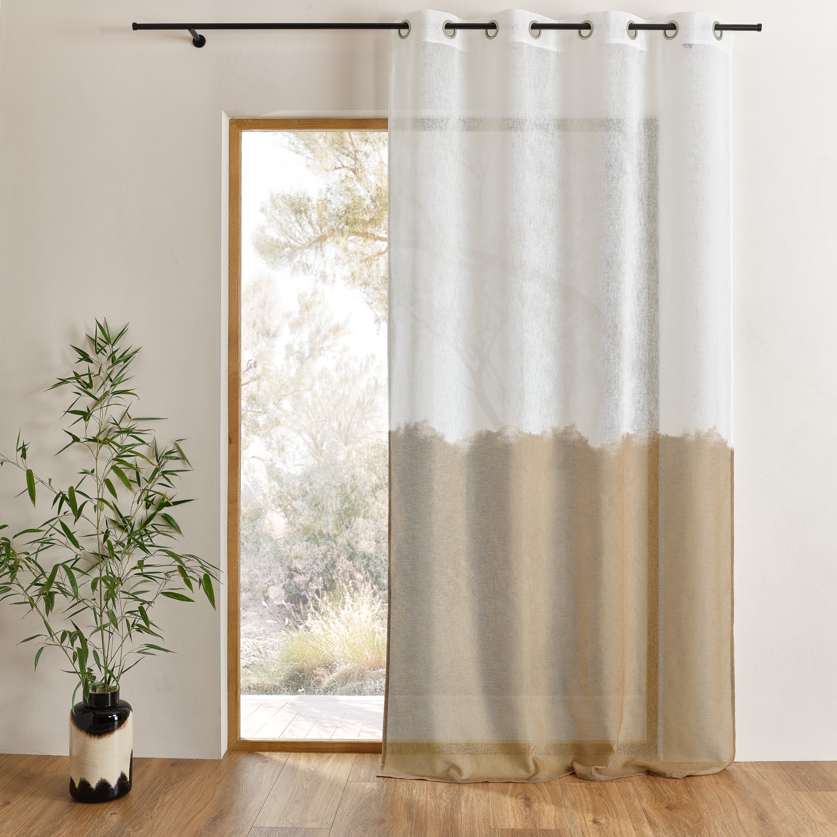 Voilage à oeillets bi-colore - Naturel