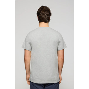 Camiseta gris vigoré con cuello redondo y bordado Rigby Go