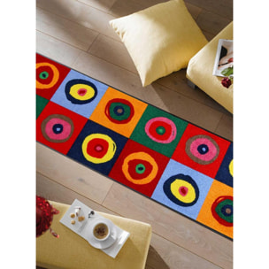 tapis entrée 60x180 tissé multicolore rectangle motif rond SERGETE