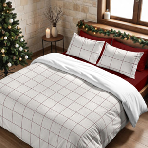 Housse de couette avec boutons-pression Red Windowpana