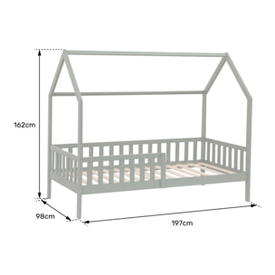 Lit cabane pour enfant 190x90cm vert avec tiroirs MARCEAU