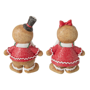 J-Line Pain d’épice - polyrésine - rouge Noël/beige - large - assortiment de 2