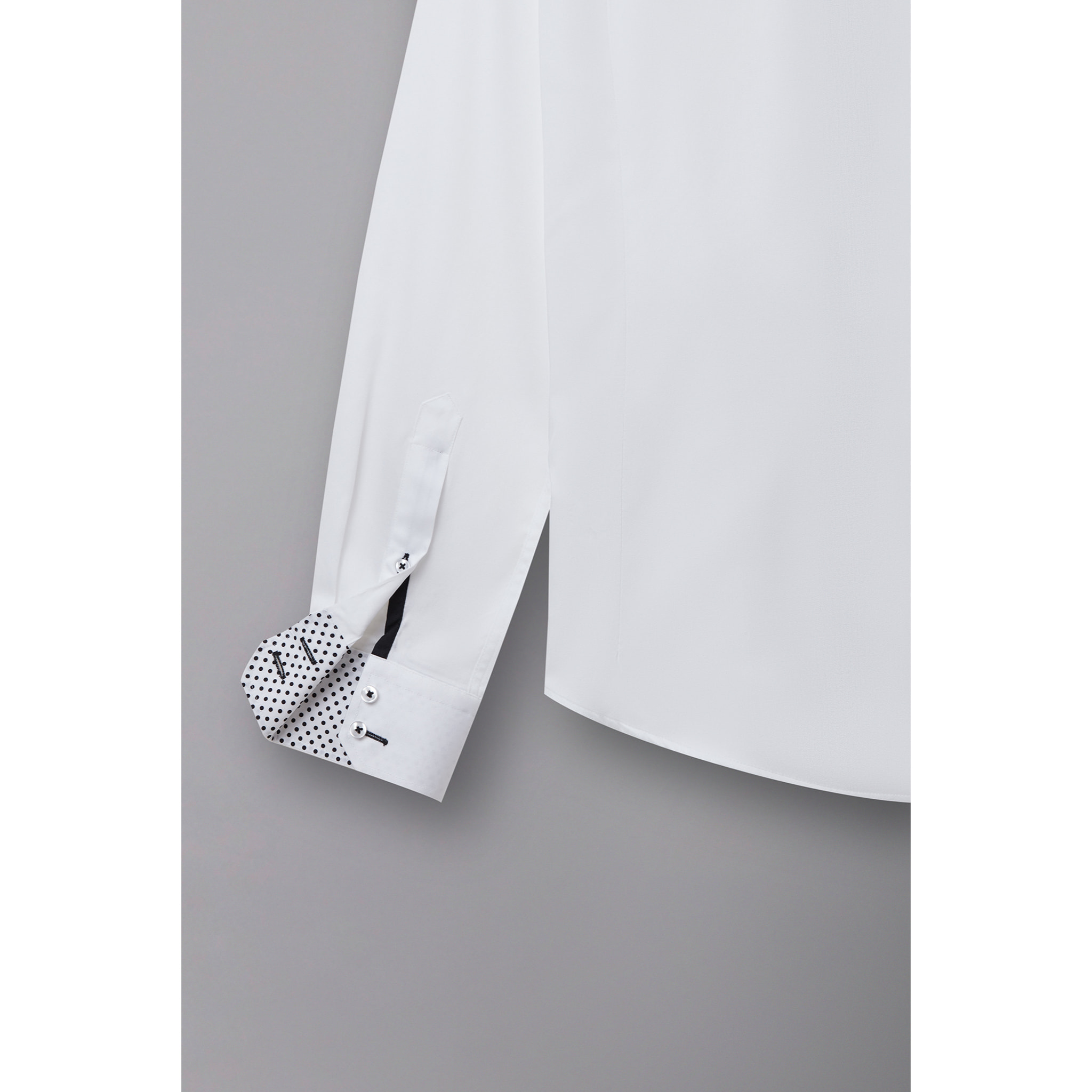 Camicia Uomo 2 Bottoni Button Down Slim Satin Unito Bianco