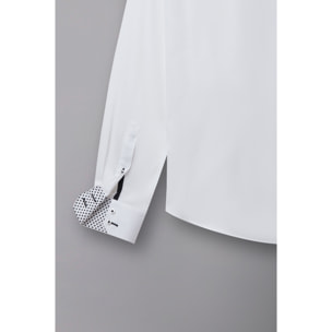 Camicia Uomo 2 Bottoni Button Down Slim Satin Unito Bianco