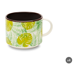 Set de 4 Tasses Jumbo Excelsa – Foliage, New Bone China Multicolore