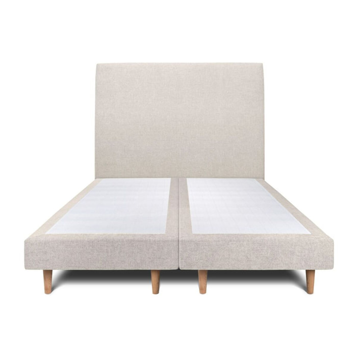 Lit avec tête de lit tapissée tissu et sommier tapissier ep14