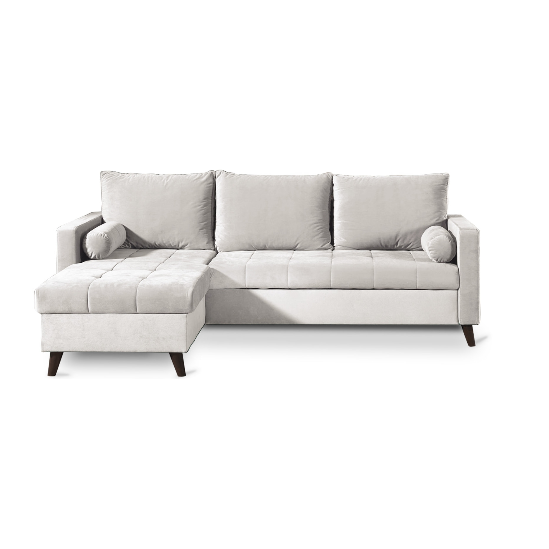 POLAR - Canapé d'angle réversible convertible - en velours au design scandinave - 4 places - Beige