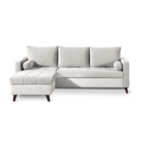 POLAR - Canapé d'angle réversible convertible - en velours au design scandinave - 4 places - Beige