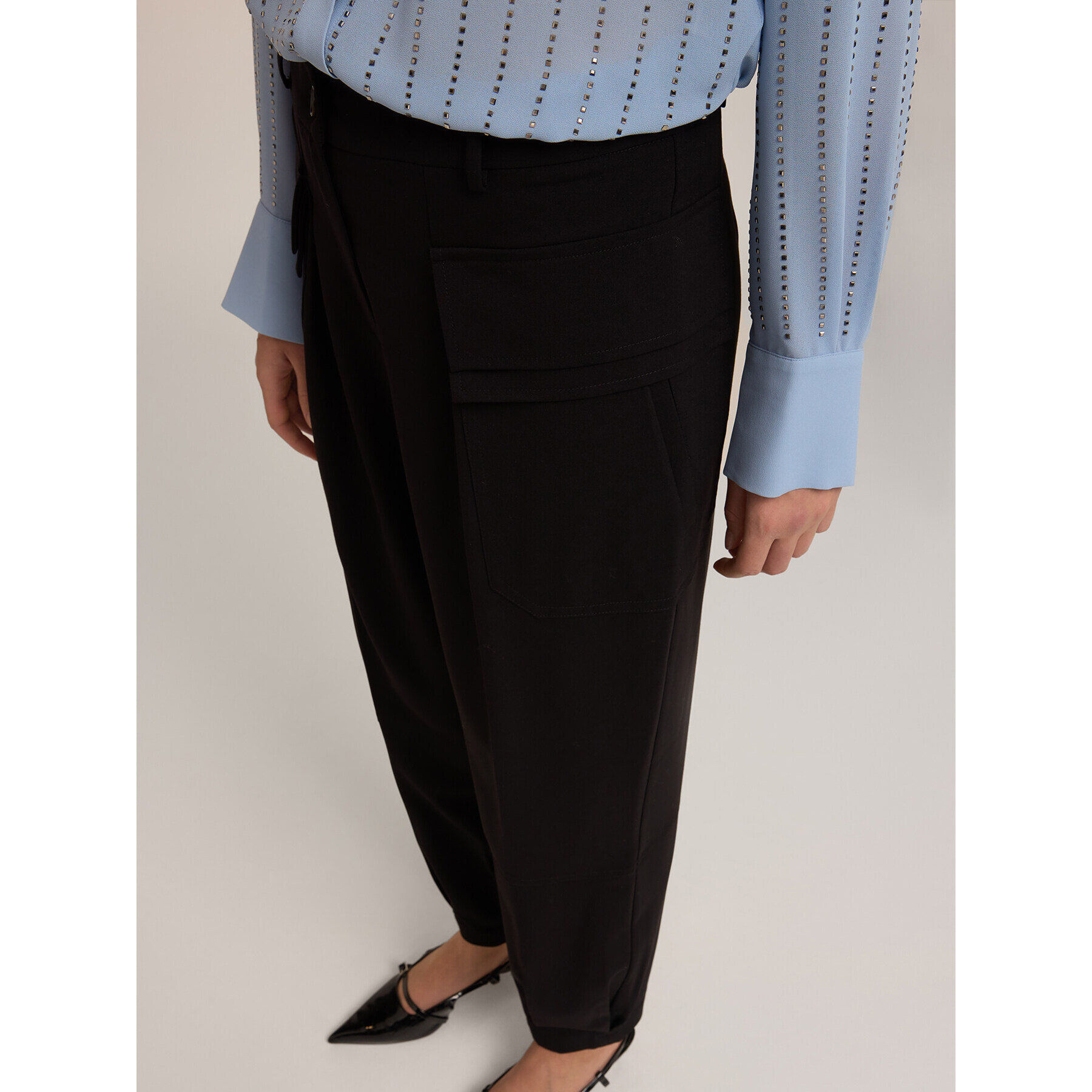 Motivi - Pantalones cargo de tejido fluido - Negro