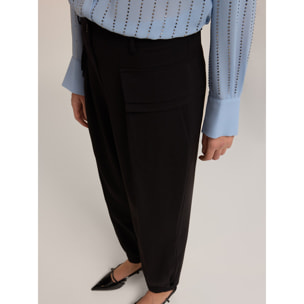 Motivi - Pantalones cargo de tejido fluido - Negro