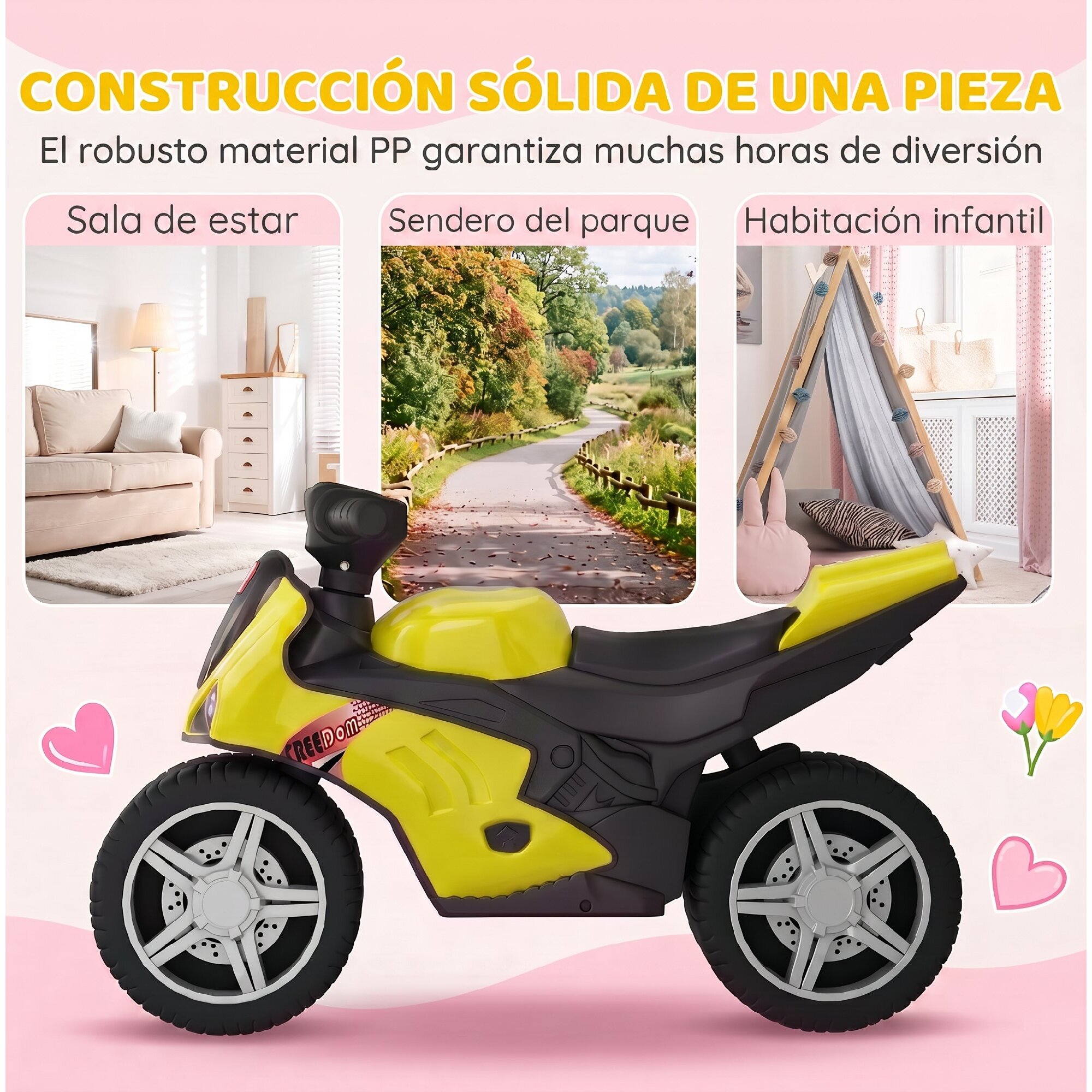 Bicicleta sin Pedales, Moto Correpasillos con Música y Ruedas Extra Anchas, Bicicleta de Equilibrio para Niños y Niñas de 18 a 36 Meses, Verde
