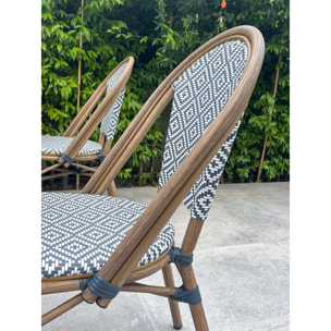 BISTRO - Ensemble repas de jardin 2 places en acier et plateau en HPL - bleu