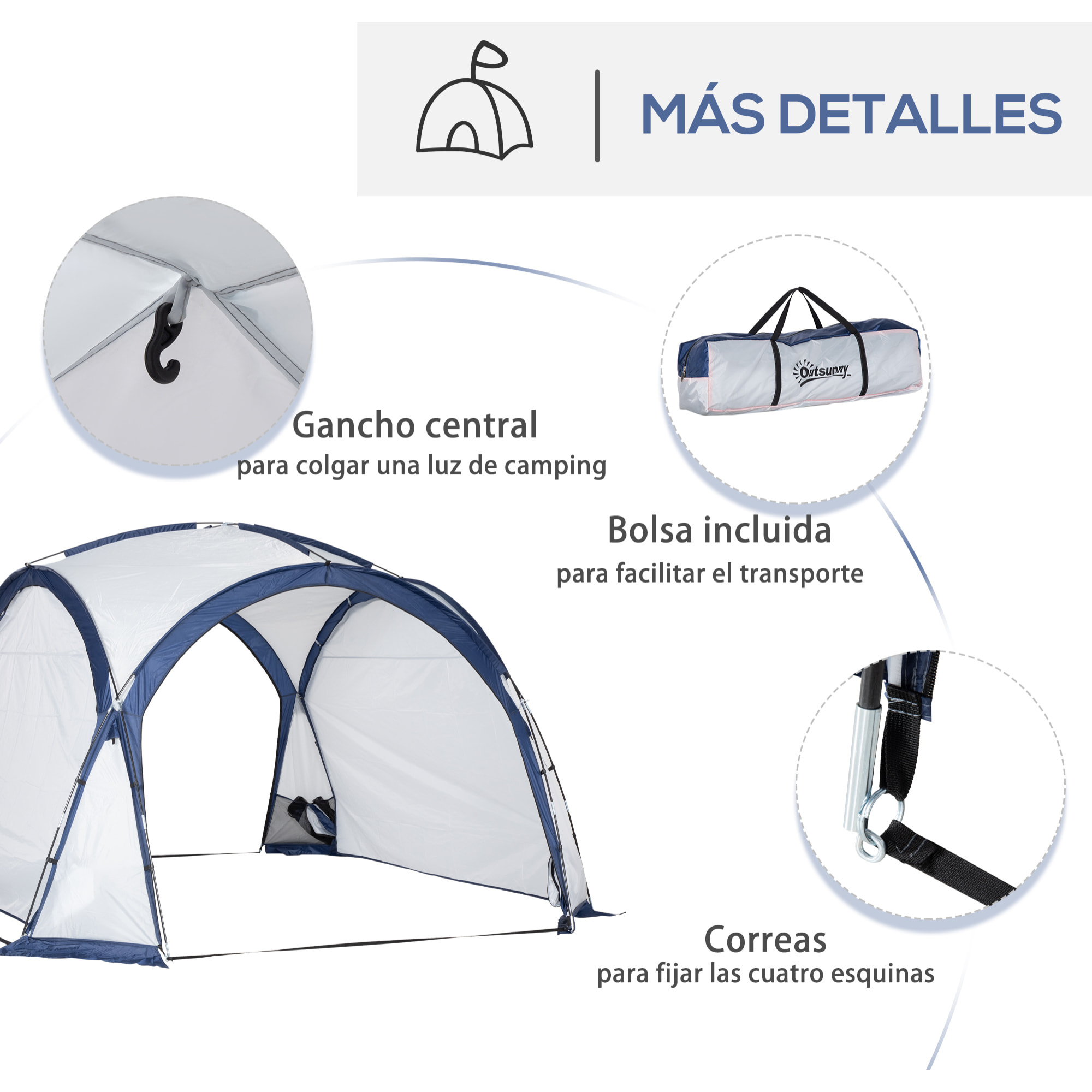 Tienda de Campaña para 6-8 Personas con 4 Mosquiteros y Tela Oxford para Camping