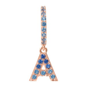 Orecchino Pendente con Lettera A in Pavé di Cubic Zirconia Blu