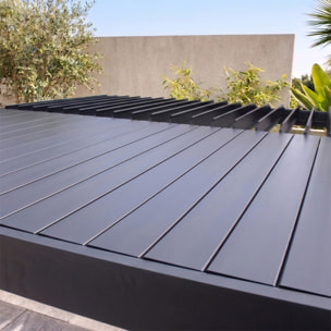 Pergola bioclimatique adossée en aluminium noir 3x3m PANAGIA
