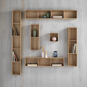 Étagère murale Tomasucci BILLA à 3 compartiments, MDF plaqué chêne, 90 × 15 × 20 cm