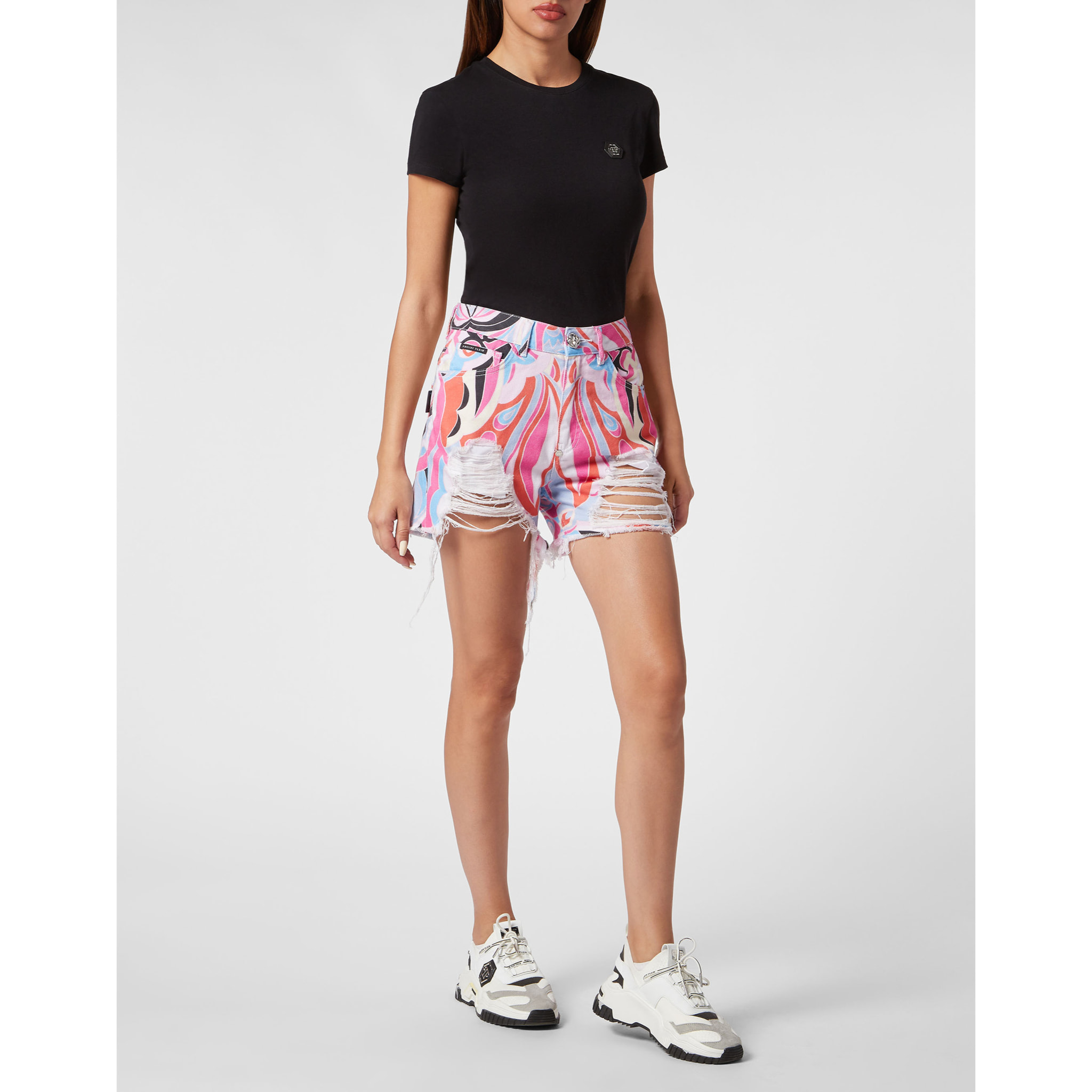 PHILIPP PLEIN Pantaloncini di jeans CIRCUS
