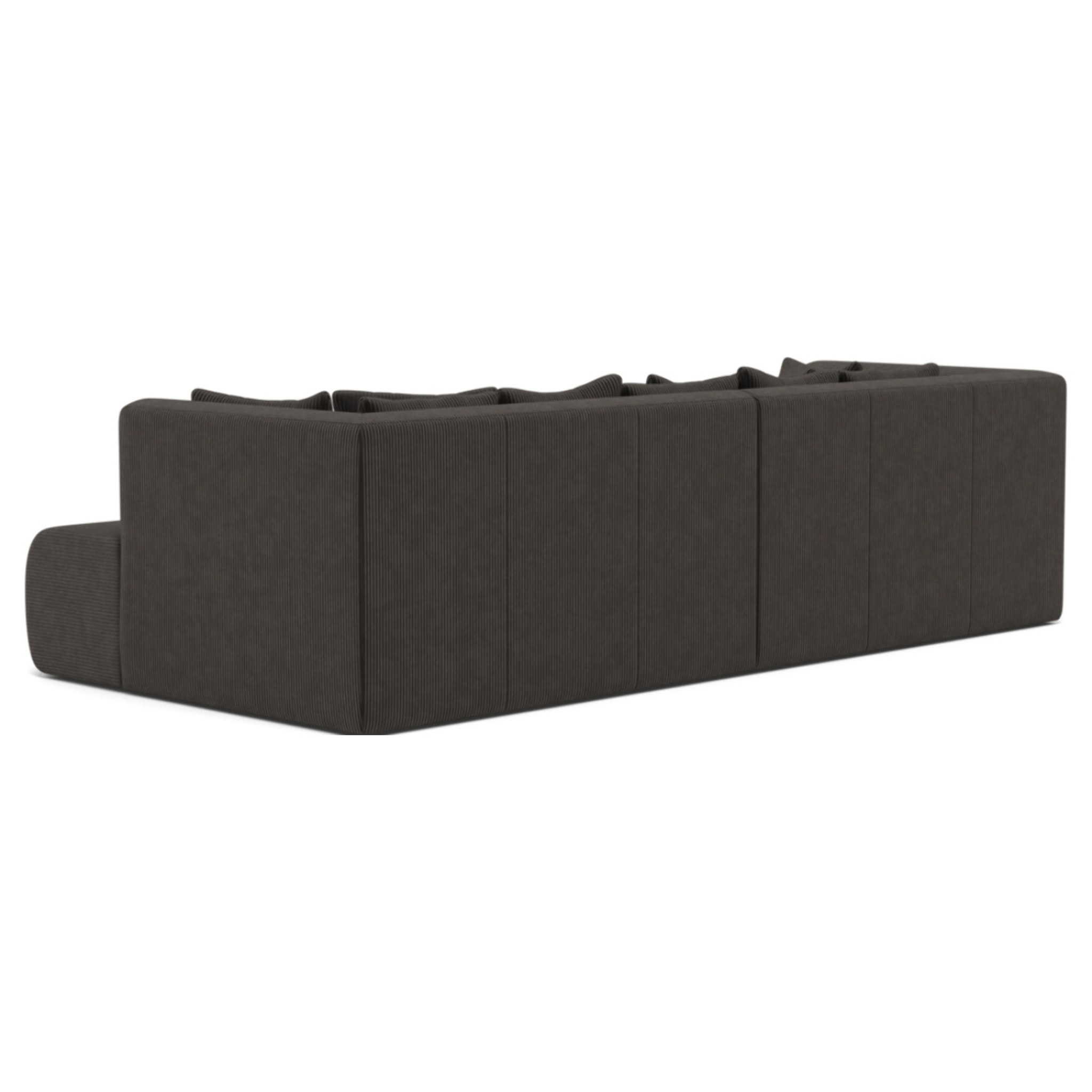 Onyx - canapé droit 4 places avec double méridienne - assise profonde - en velours côtelé - Gris
