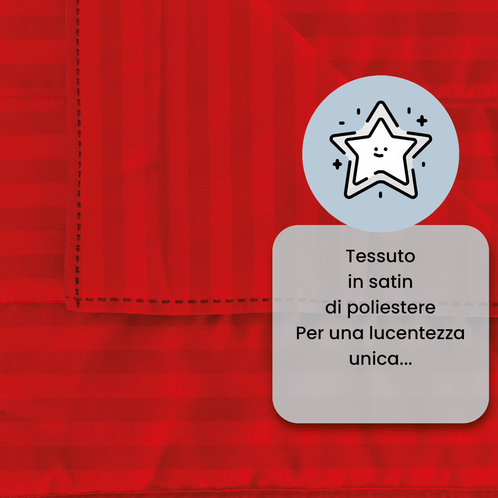 TRAPUNTINO ESTIVO 100gr SATIN STRIPES, Raso di Poliestere, Made in Italy - ROSSO