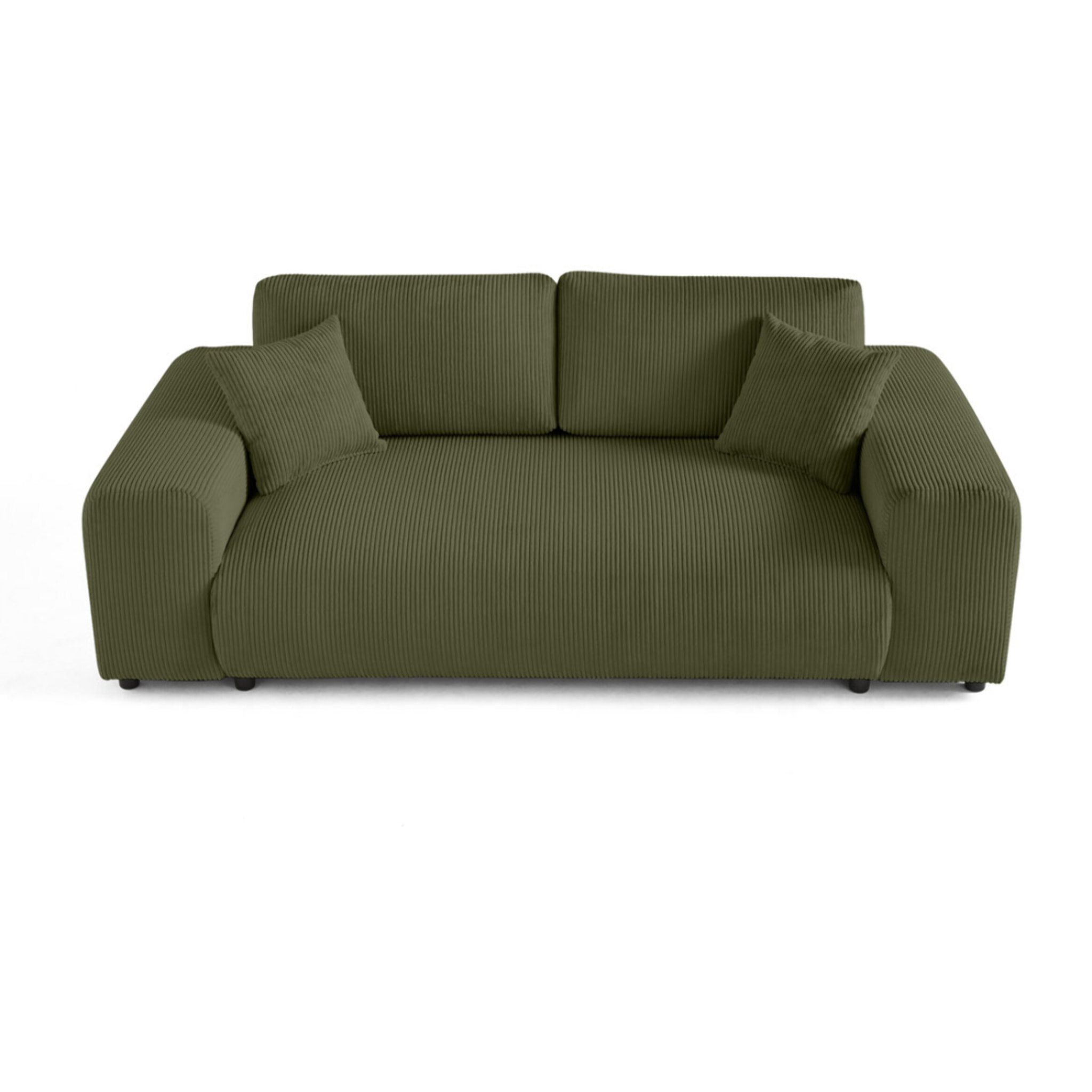 Garance - canapé droit 3 places - en velours côtelé - Vert