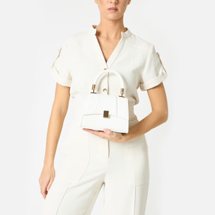 Mini bag donna bianca a trapezio