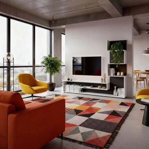 Mueble de salón Moobi en color blanco artik negro y medidas 160 x 124 cm Blanco Artik (Blanco Mate) - Negro