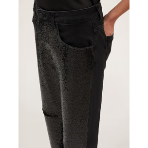 Motivi - Jeans wide full paillettes - Nero