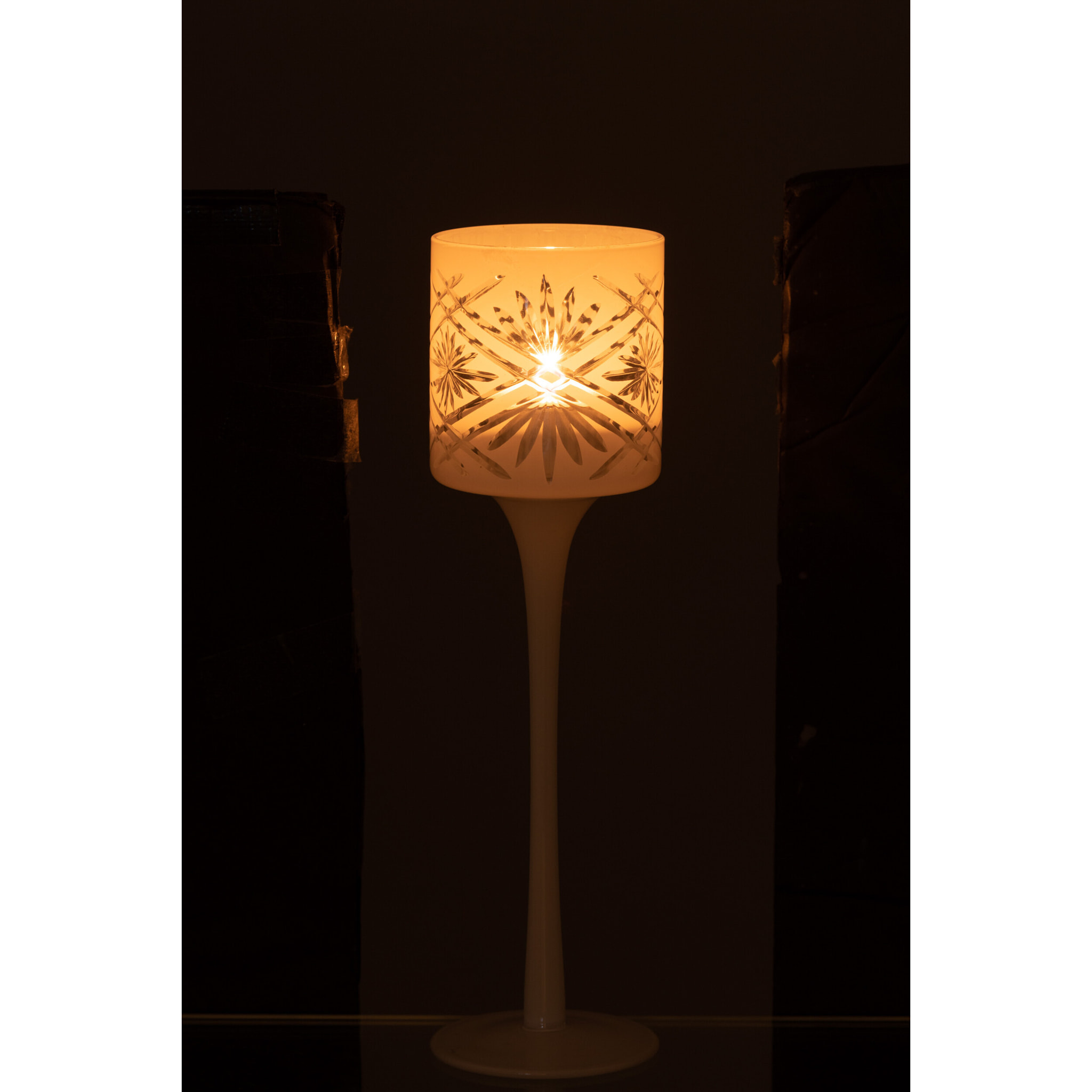 J-Line photophore sur Pied Santorini - verre - blanc - small