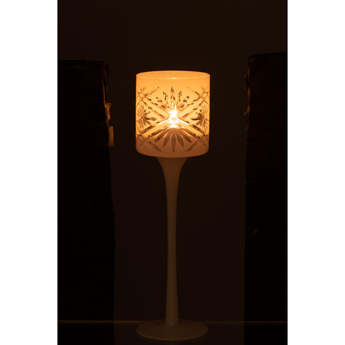 J-Line photophore sur Pied Santorini - verre - blanc - small