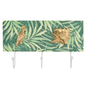 Appendino in legno da 3 posti verde foglie cm26x15x5