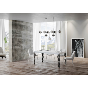 Tavolo allungabile 80x160/244 cm Karamay bianco frassino telaio Antracite