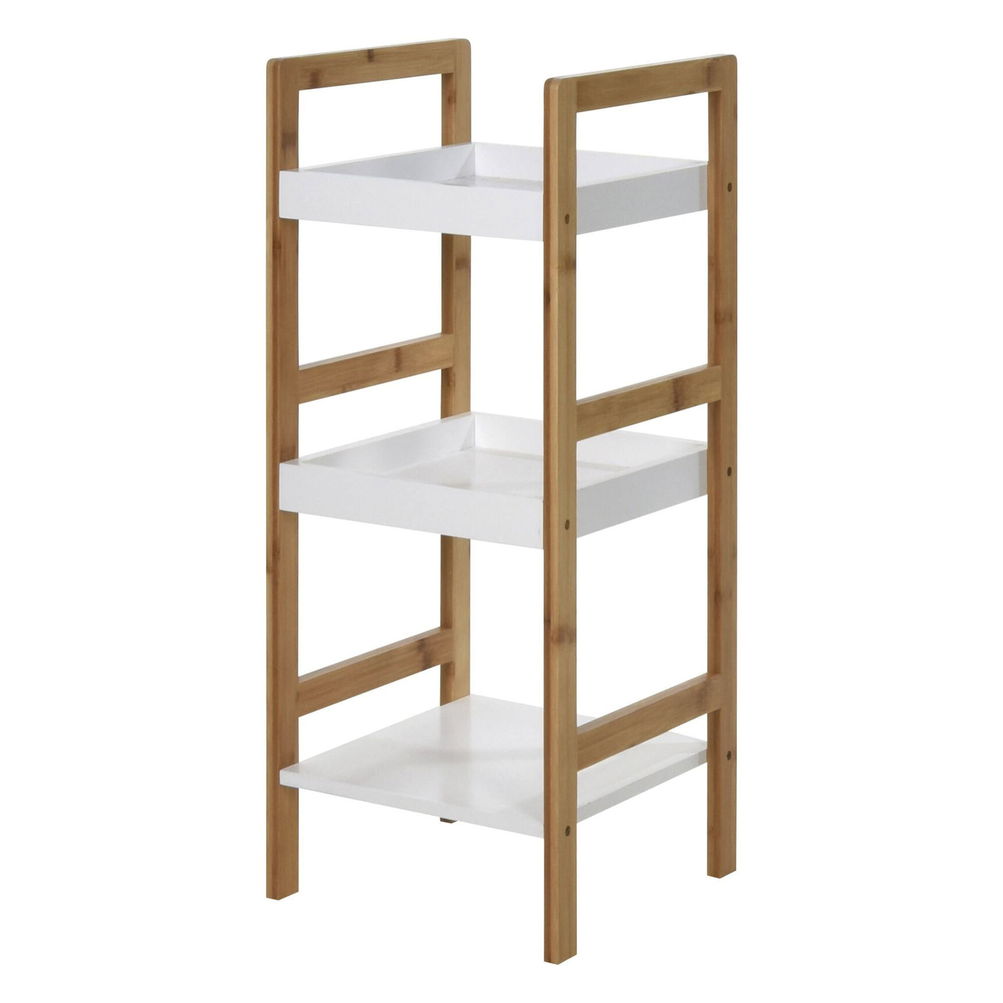 Well home estantería de baño con 3 estantes en mdf y patas de bambú h.72cm
