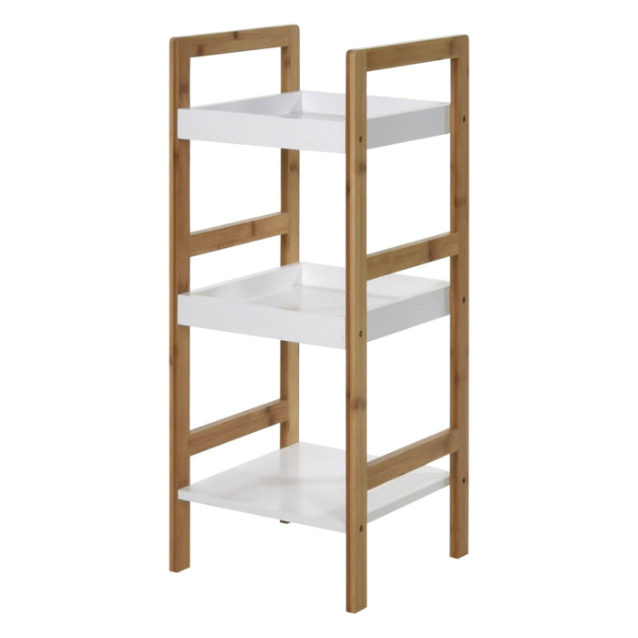 Well home estantería de baño con 3 estantes en mdf y patas de bambú h.72cm