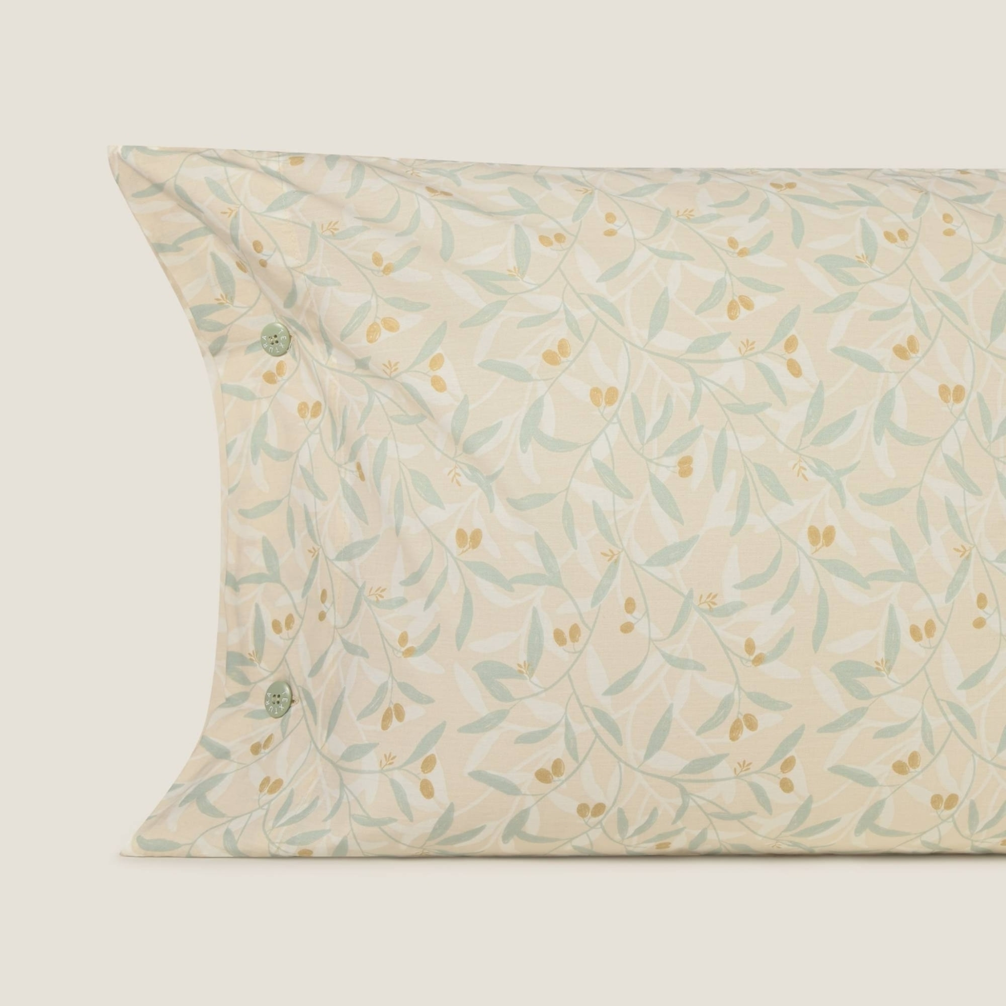Funda de almohada algodón percal 180 hilos hojas Senolio color verde 100% Algodón percal