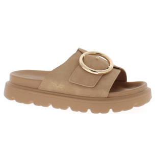 Armata di Mare Scarpe Donna Ciabatte con Fibbia in Metallo AMD S51H01 Camel