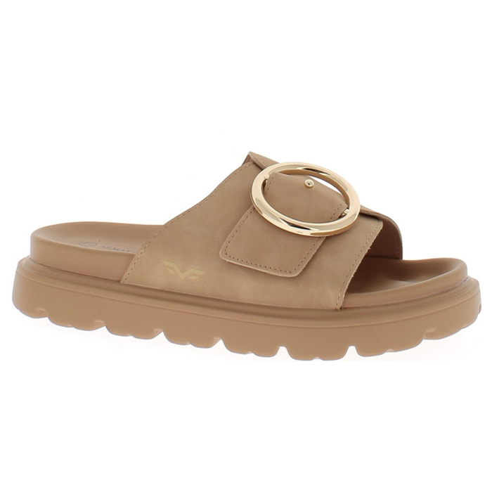 Armata di Mare Scarpe Donna Ciabatte con Fibbia in Metallo AMD S51H01 Camel