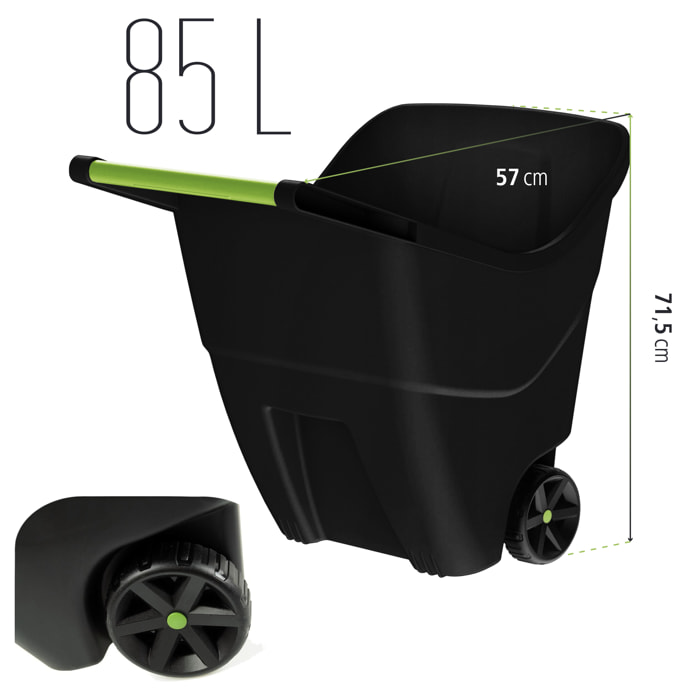 Carro de jardin Prosperplast "Load & Go" 85 L en color negro