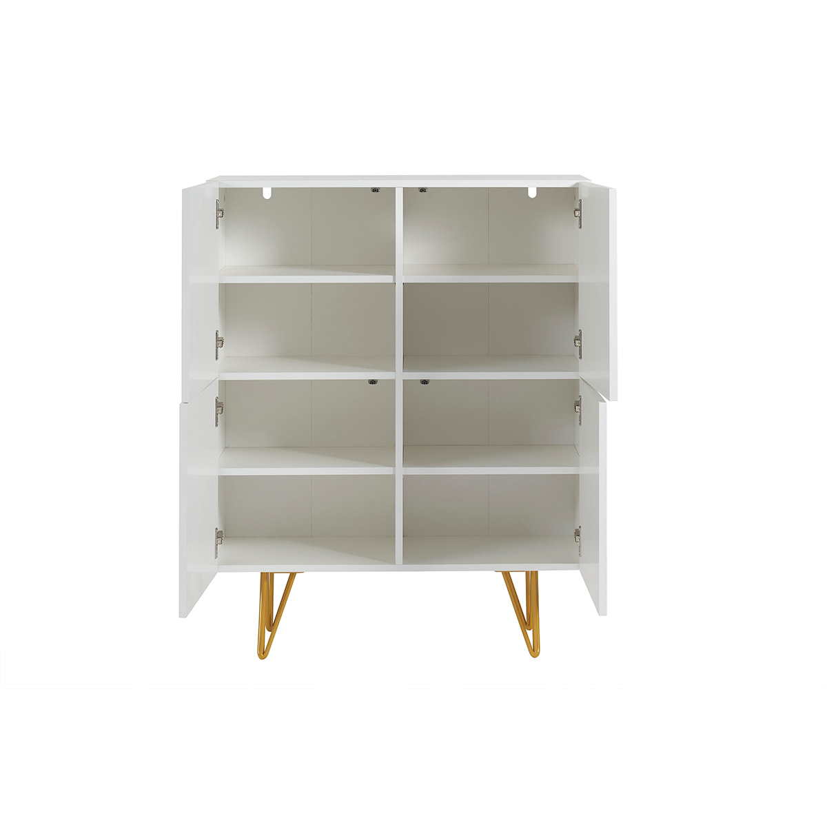 Buffet haut design gravé blanc mat et métal doré 4 portes L86 cm OZEN