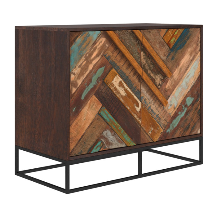 Commode 2 portes en bois d'acacia et bois recyclé - Krabi
