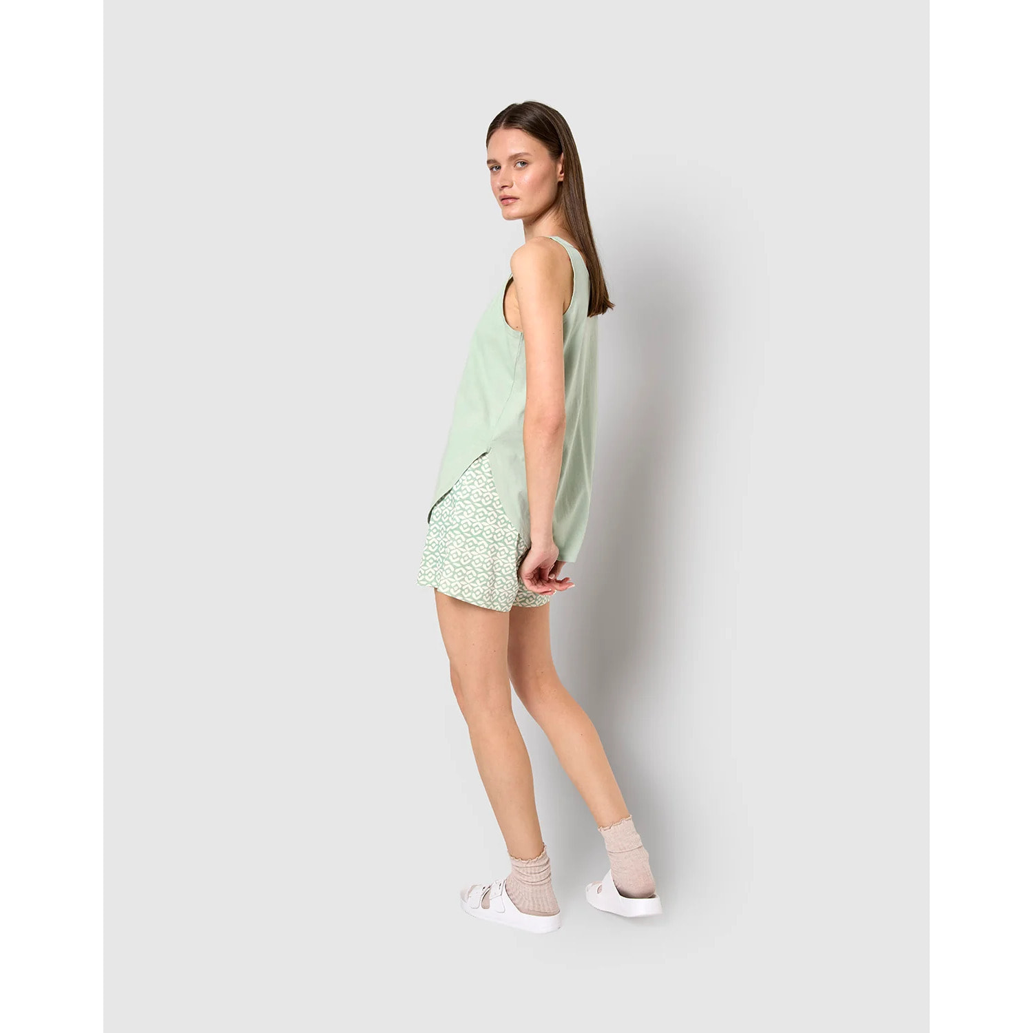 Pigiama spalline cotone agra verde chiaro