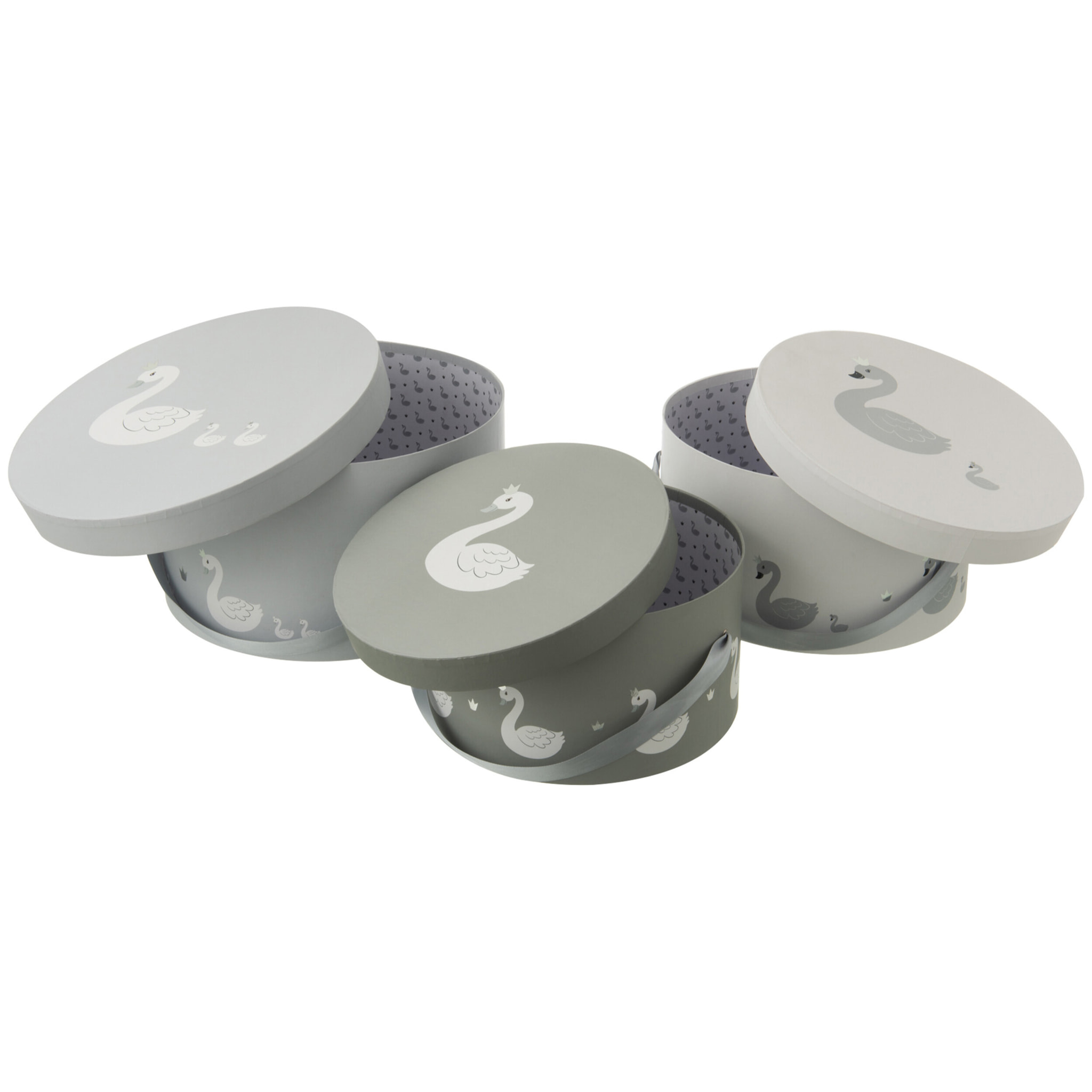 J-Line boîte Cygne - papier - blanc/gris - 3 pcs