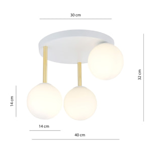 Lampada a sospensione Dolce in acciaio bianco e vetro opalino